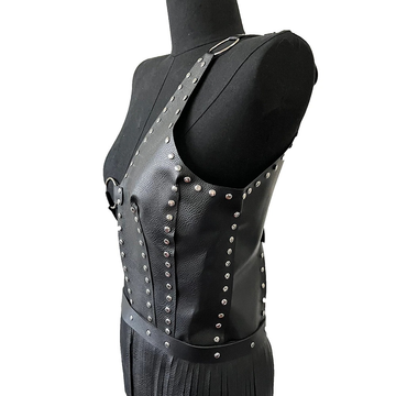 PU Leather Long Skirt Harness With Fringe / Women's Sexy Black Body Harness - EVE's SECRETS
